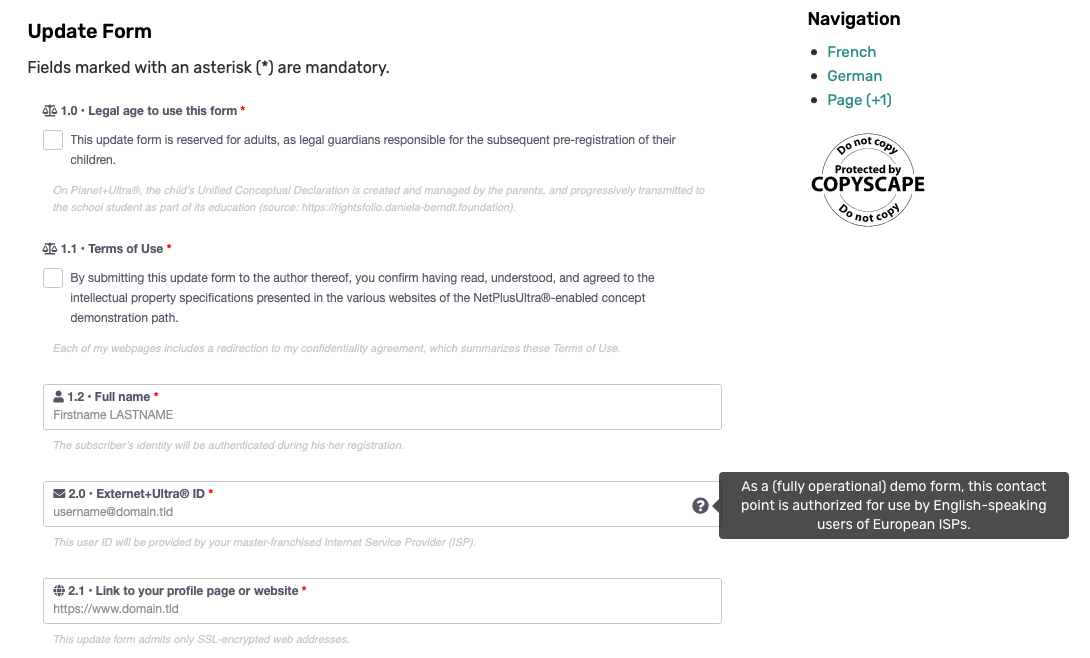  Update form 2019 (v3.7/2022). Author: Daniela BERNDT. Web address: https://dashfolio-2019.daniela-berndt.foundation/en/contact/. All rights reserved. 